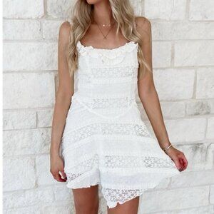 Off-White Lace Summer Mini Dress – Size Medium, NWOT, Bridal Shower & Wedding Gu